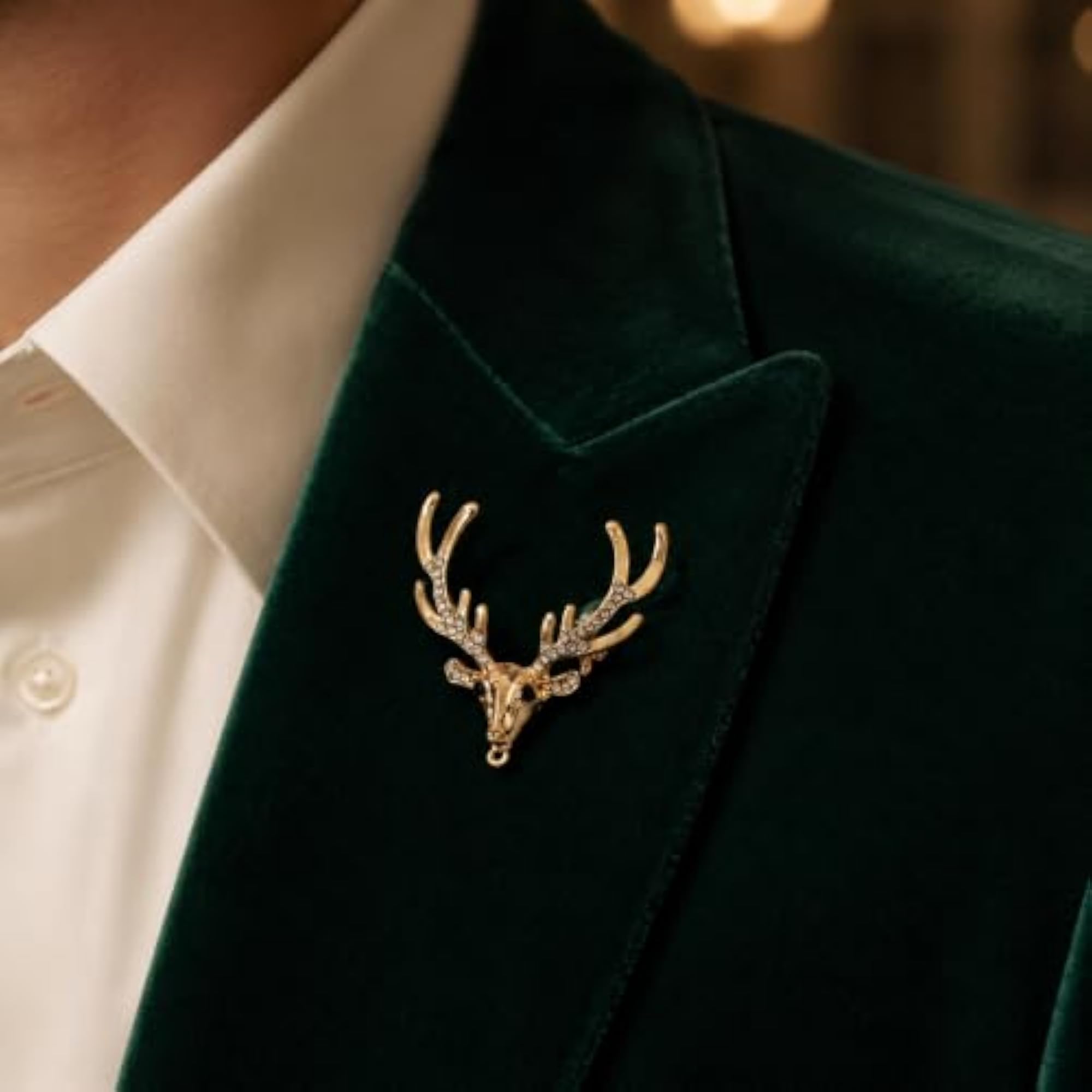 Golden Deer Lapel Pin for Elegant Attire